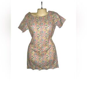 Short Multicolor Grid Mini Dress - Scoop Neck